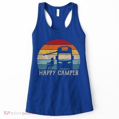 Rv Camping 70s 80s Retro Happy Camper Cool Gift Women's Tank Top