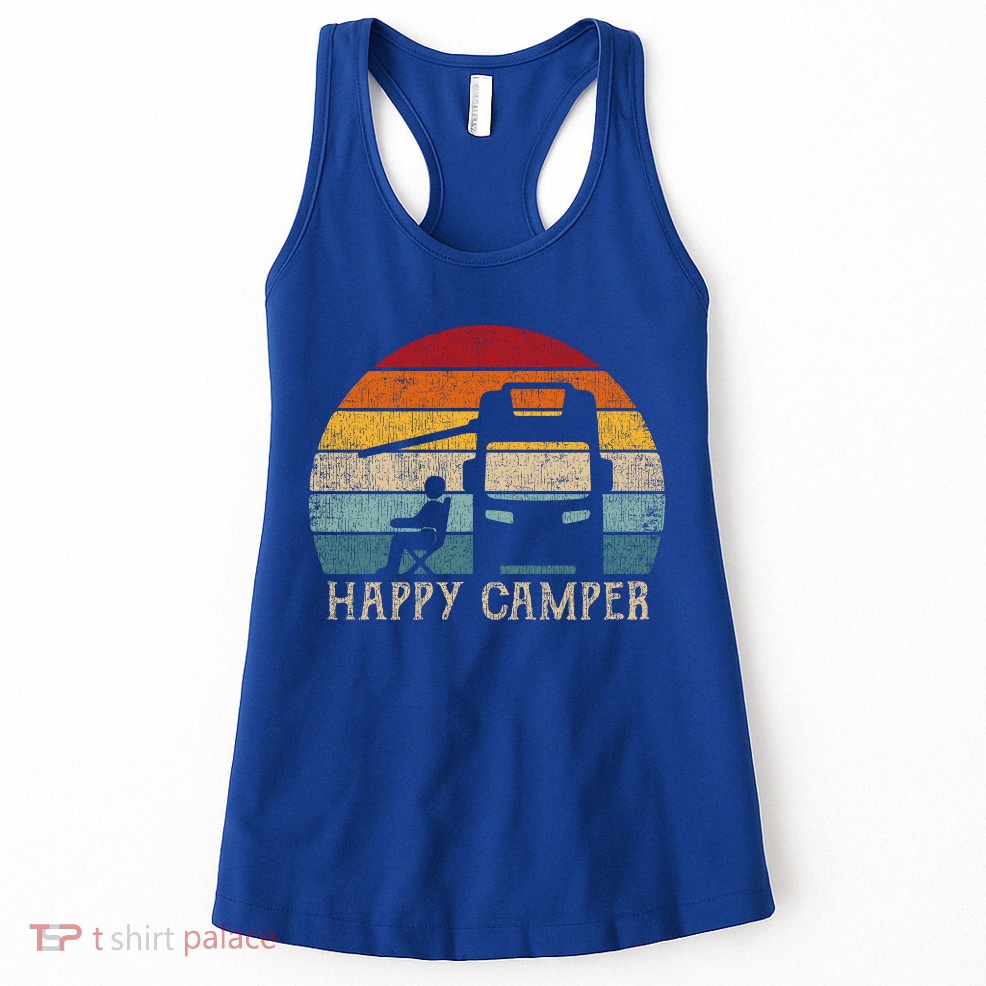 Rv Camping 70s 80s Retro Happy Camper Cool Gift Women's Tank Top