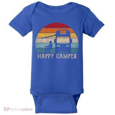 Rv Camping 70s 80s Retro Happy Camper Cool Gift Baby Bodysuit