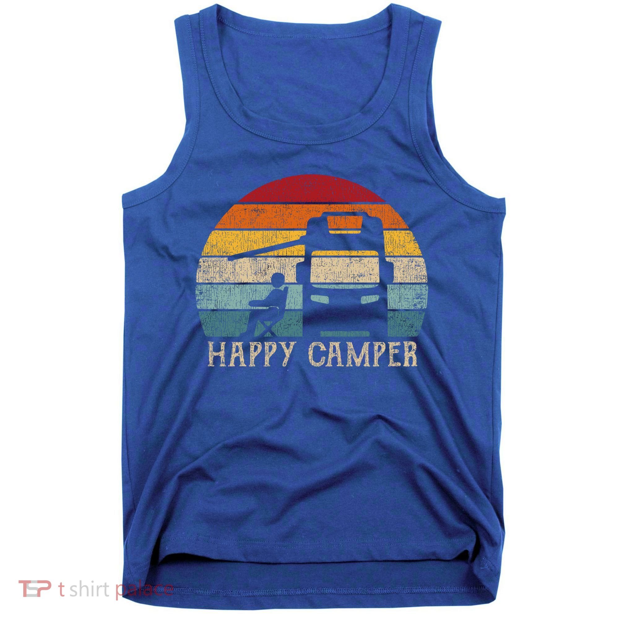 Rv Camping 70s 80s Retro Happy Camper Cool Gift Tank Top
