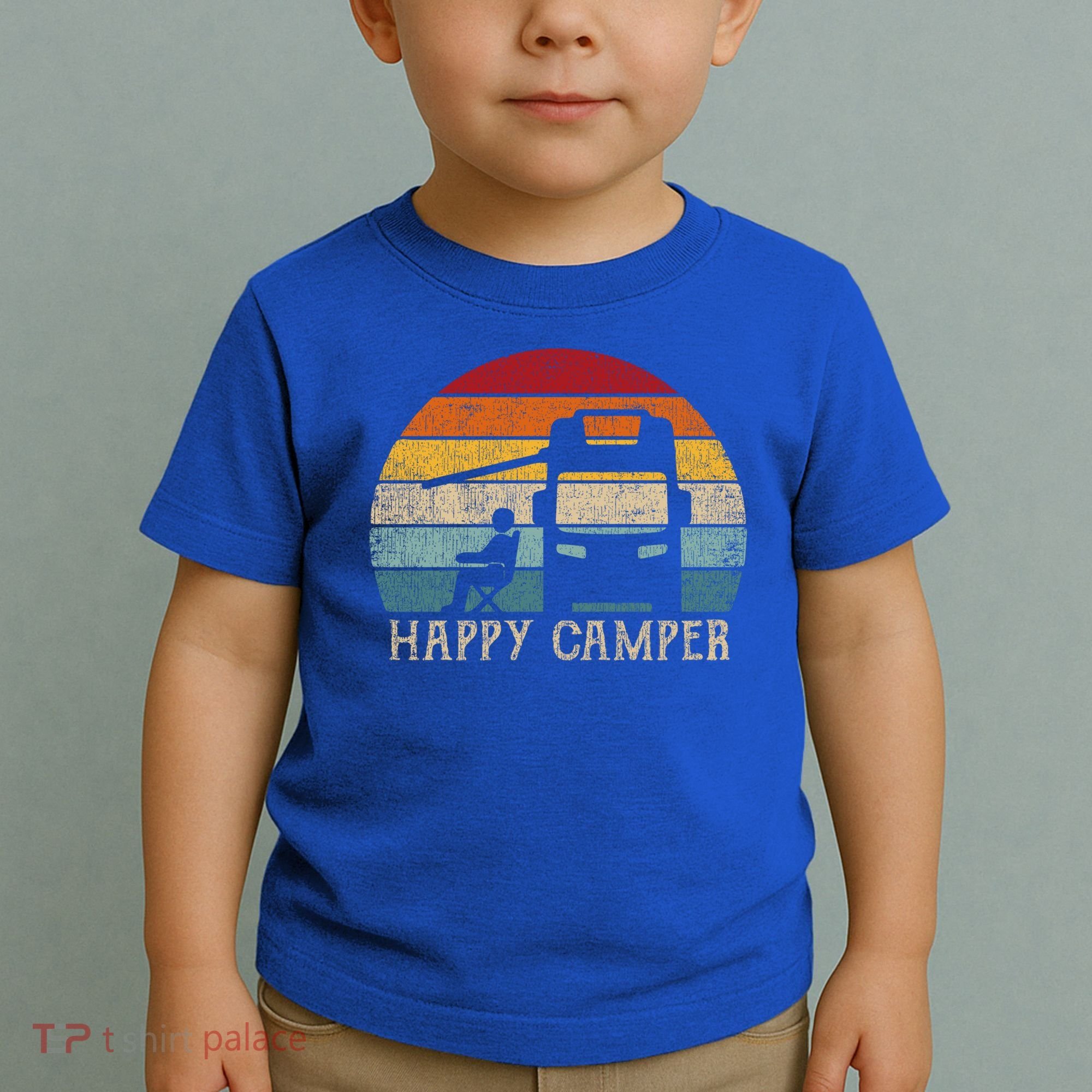 Rv Camping 70s 80s Retro Happy Camper Cool Gift Toddler T-Shirt