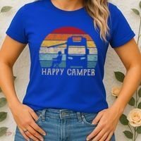 Rv Camping 70s 80s Retro Happy Camper Cool Gift Women's T-Shirt thumb 2
