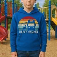 Rv Camping 70s 80s Retro Happy Camper Cool Gift Kids Hoodie thumb 2