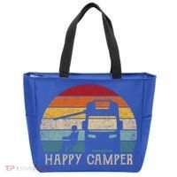 Rv Camping 70s 80s Retro Happy Camper Cool Gift Tote Bag thumb 0