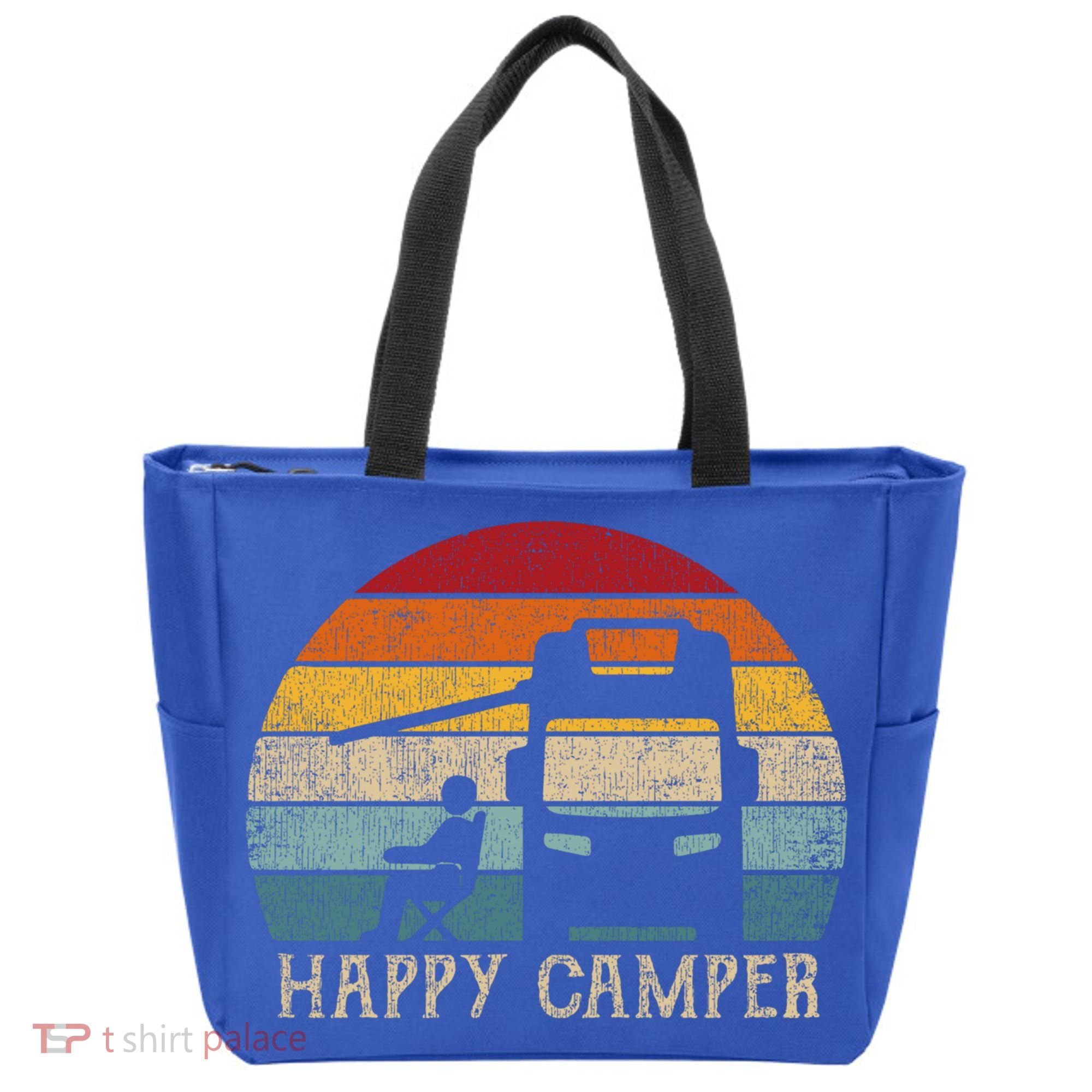 Rv Camping 70s 80s Retro Happy Camper Cool Gift Tote Bag