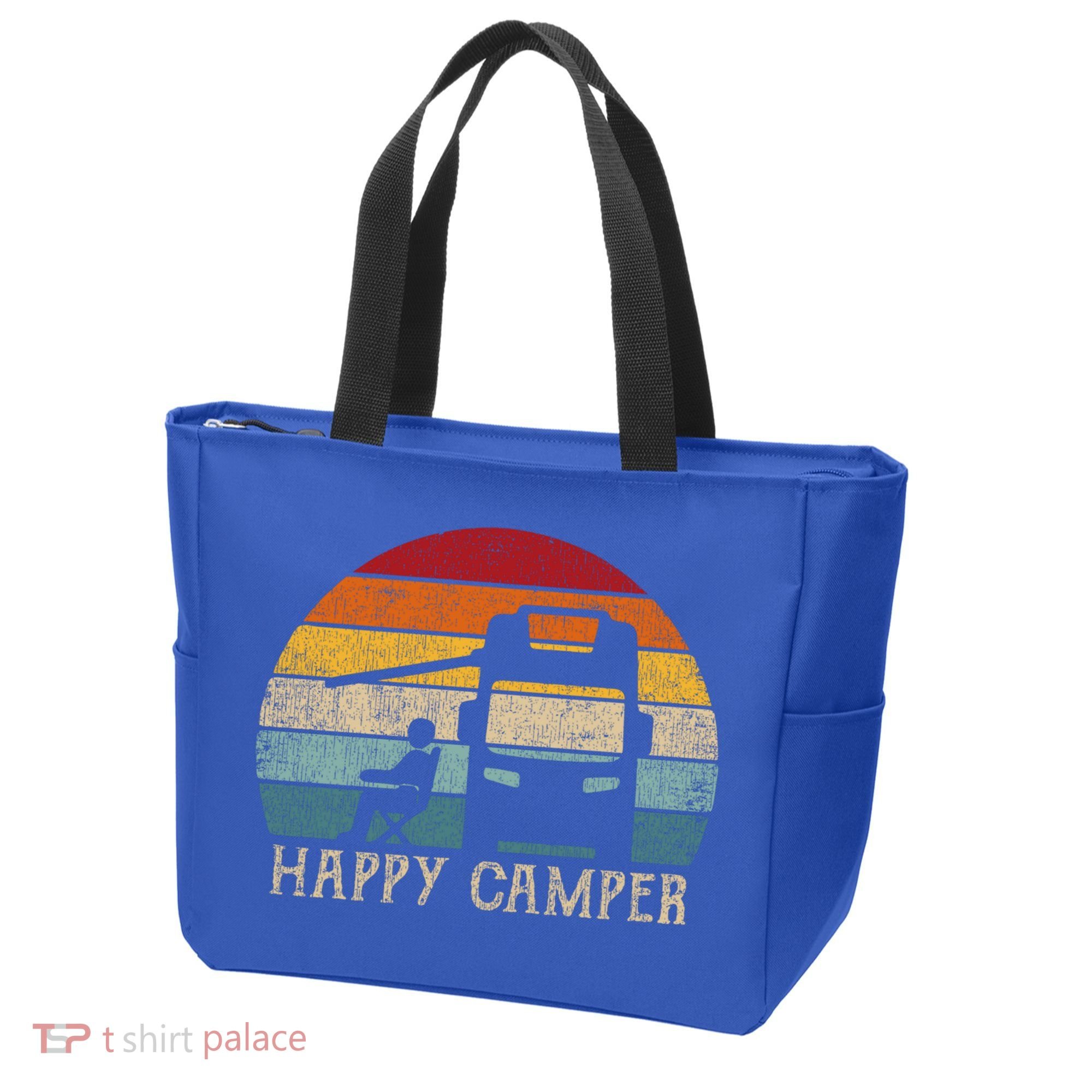 Rv Camping 70s 80s Retro Happy Camper Cool Gift Tote Bag