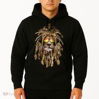 Rastafarian clothing and Reggae apparel with Reggae Lion Hoodie thumb 2