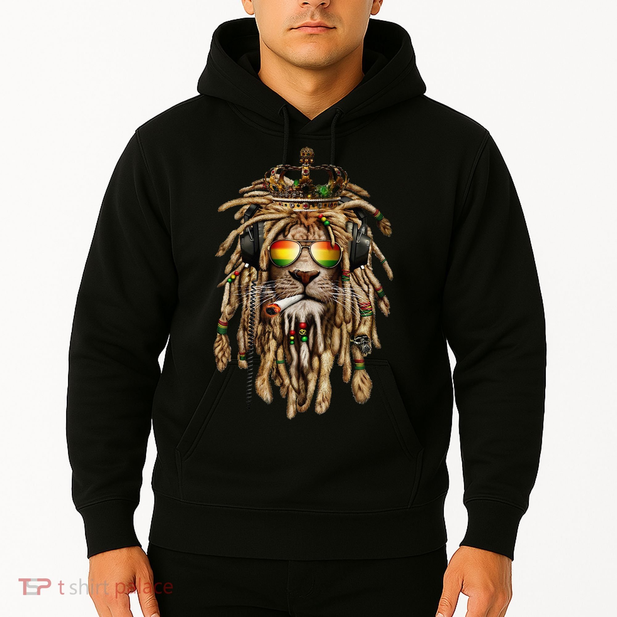 Rastafarian clothing and Reggae apparel with Reggae Lion Hoodie