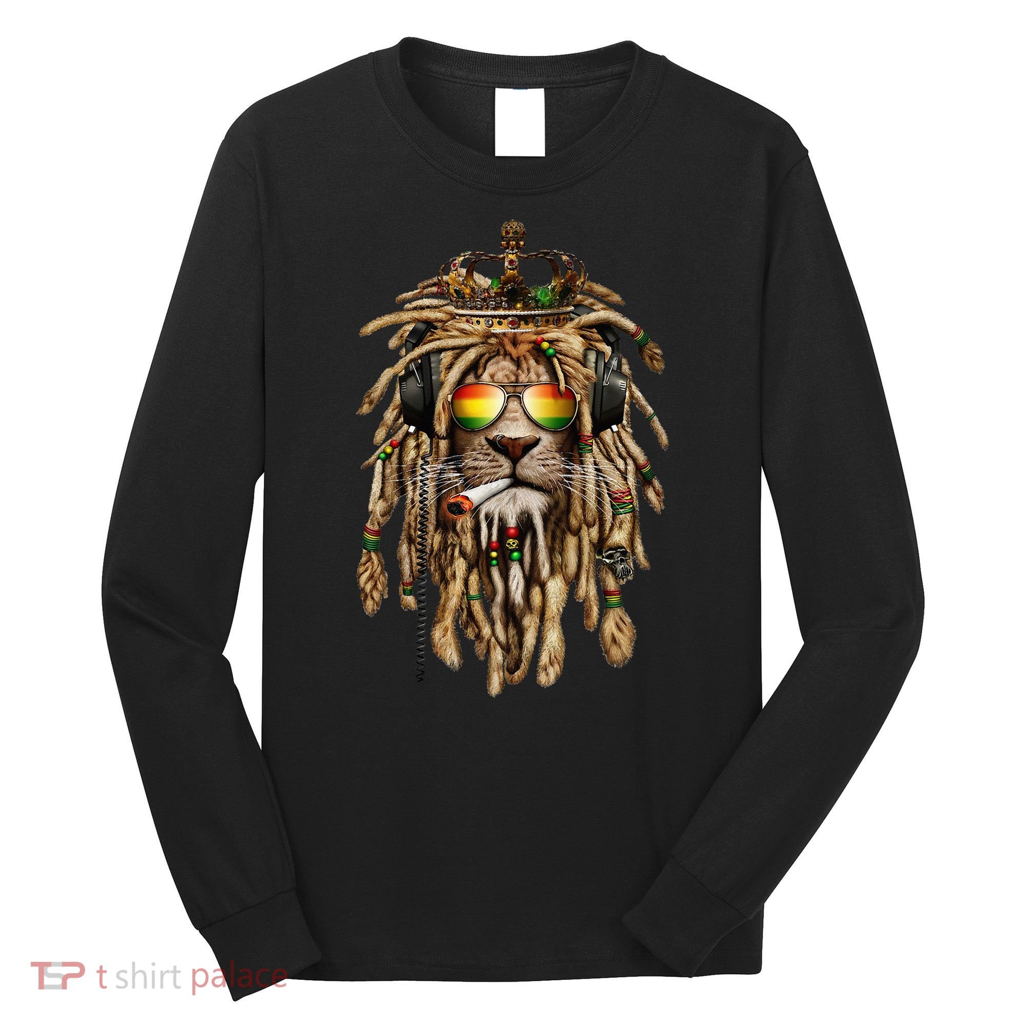 Rastafarian clothing and Reggae apparel with Reggae Lion Long Sleeve Shirt