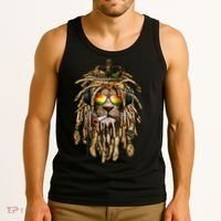 Rastafarian clothing and Reggae apparel with Reggae Lion Tank Top thumb 3