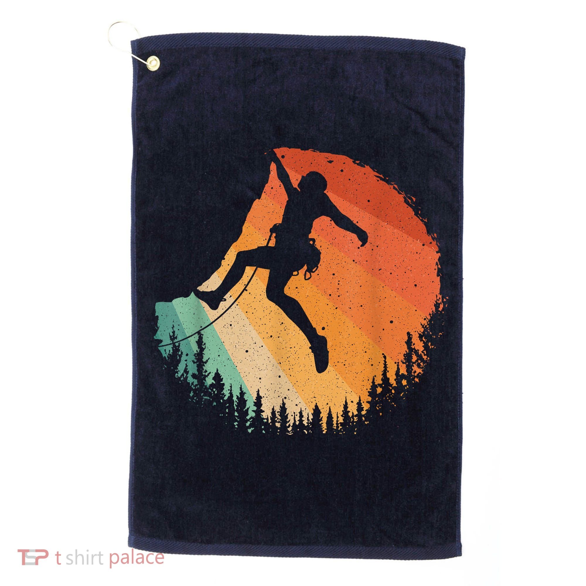 Rock Climbing Art Mountain Climber Bouldering Golf Towel