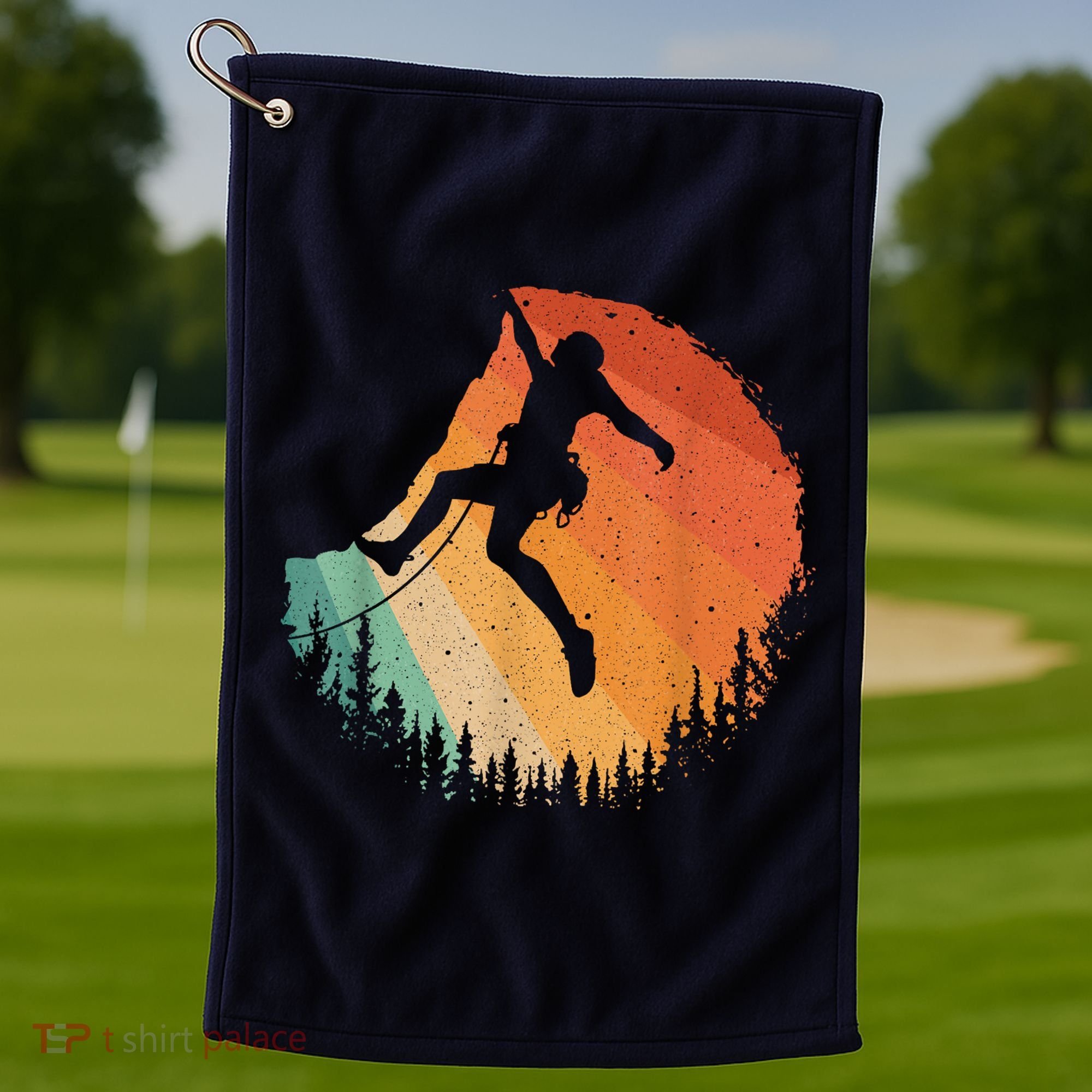 Rock Climbing Art Mountain Climber Bouldering Golf Towel