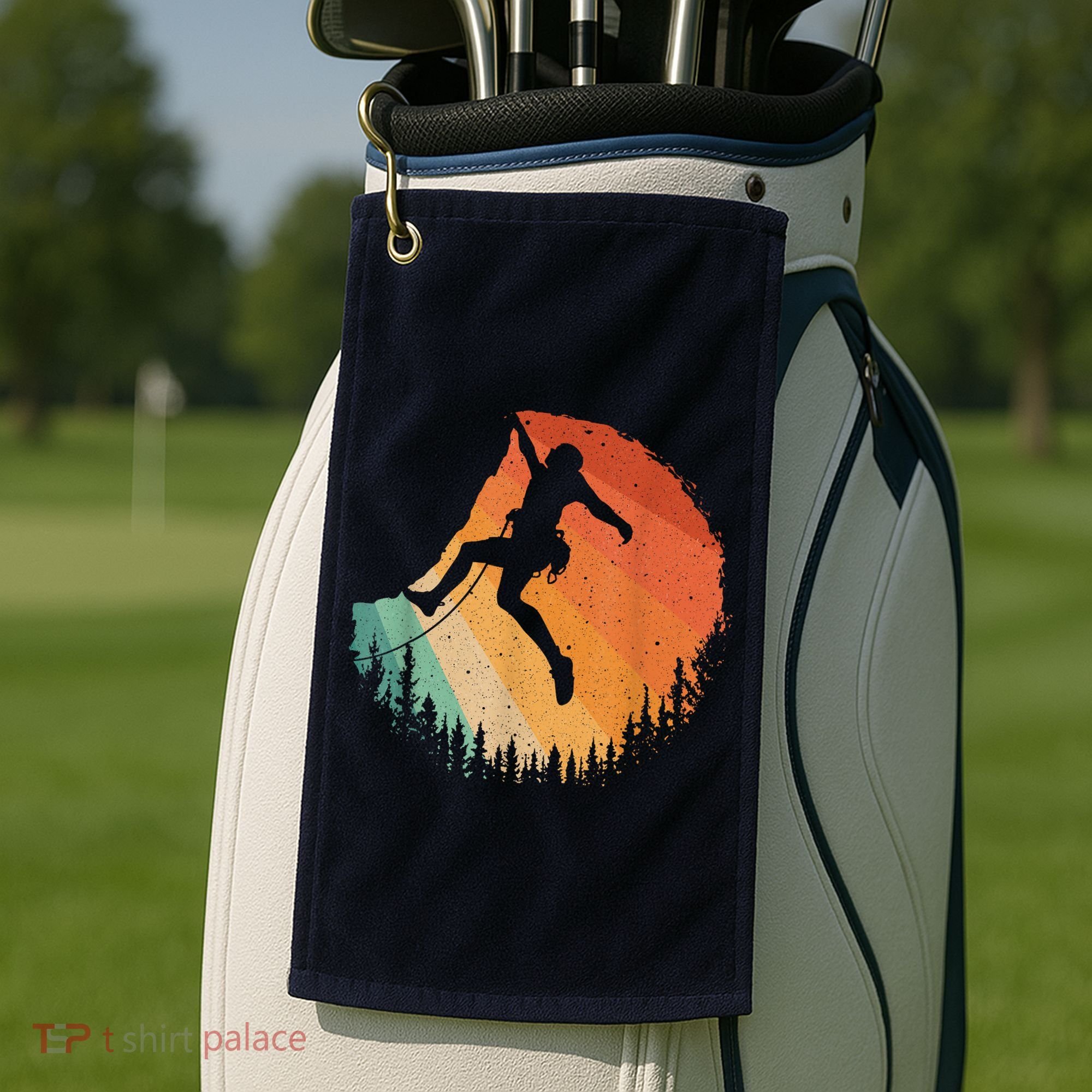 Rock Climbing Art Mountain Climber Bouldering Golf Towel