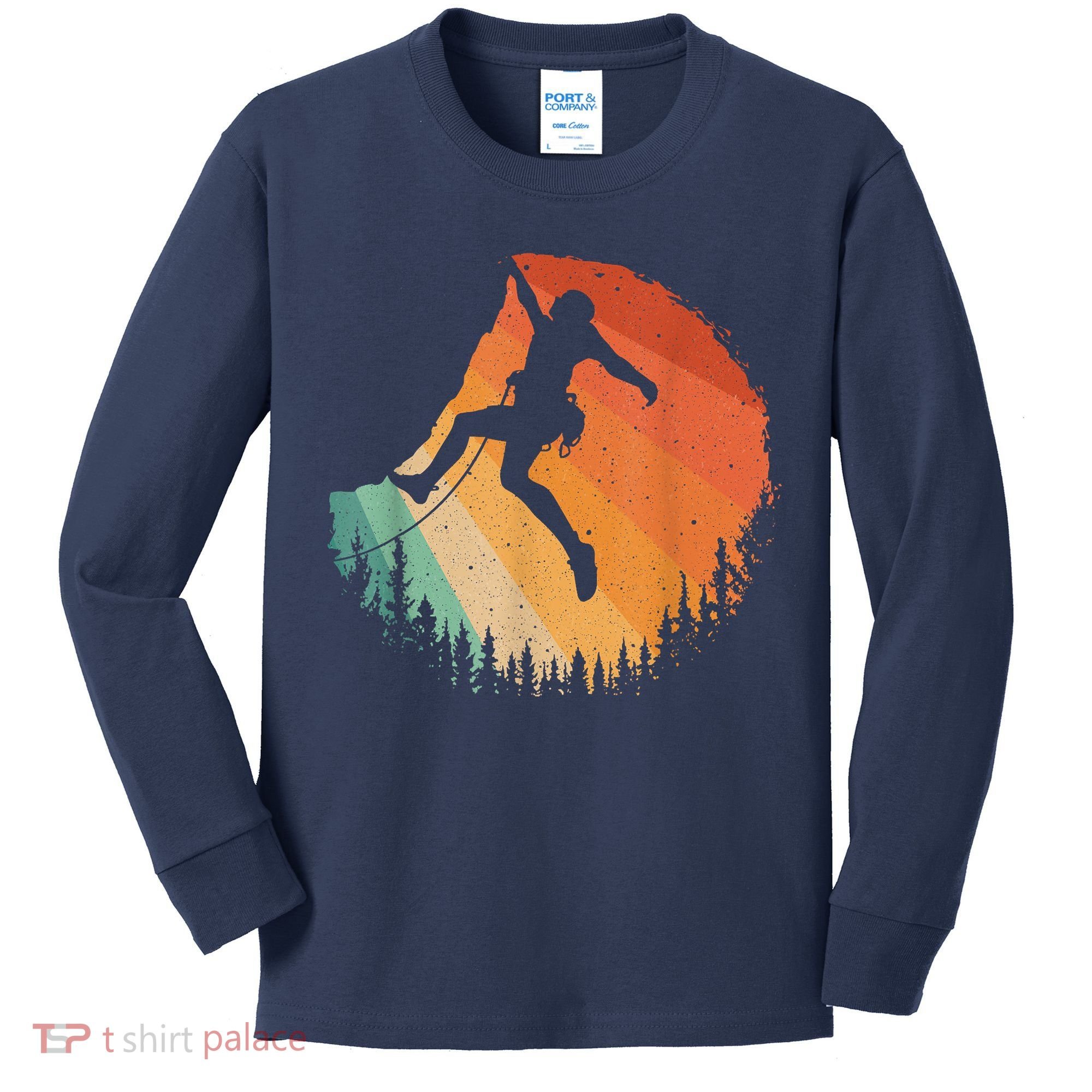 Rock Climbing Art Mountain Climber Bouldering Kids Long Sleeve Shirt