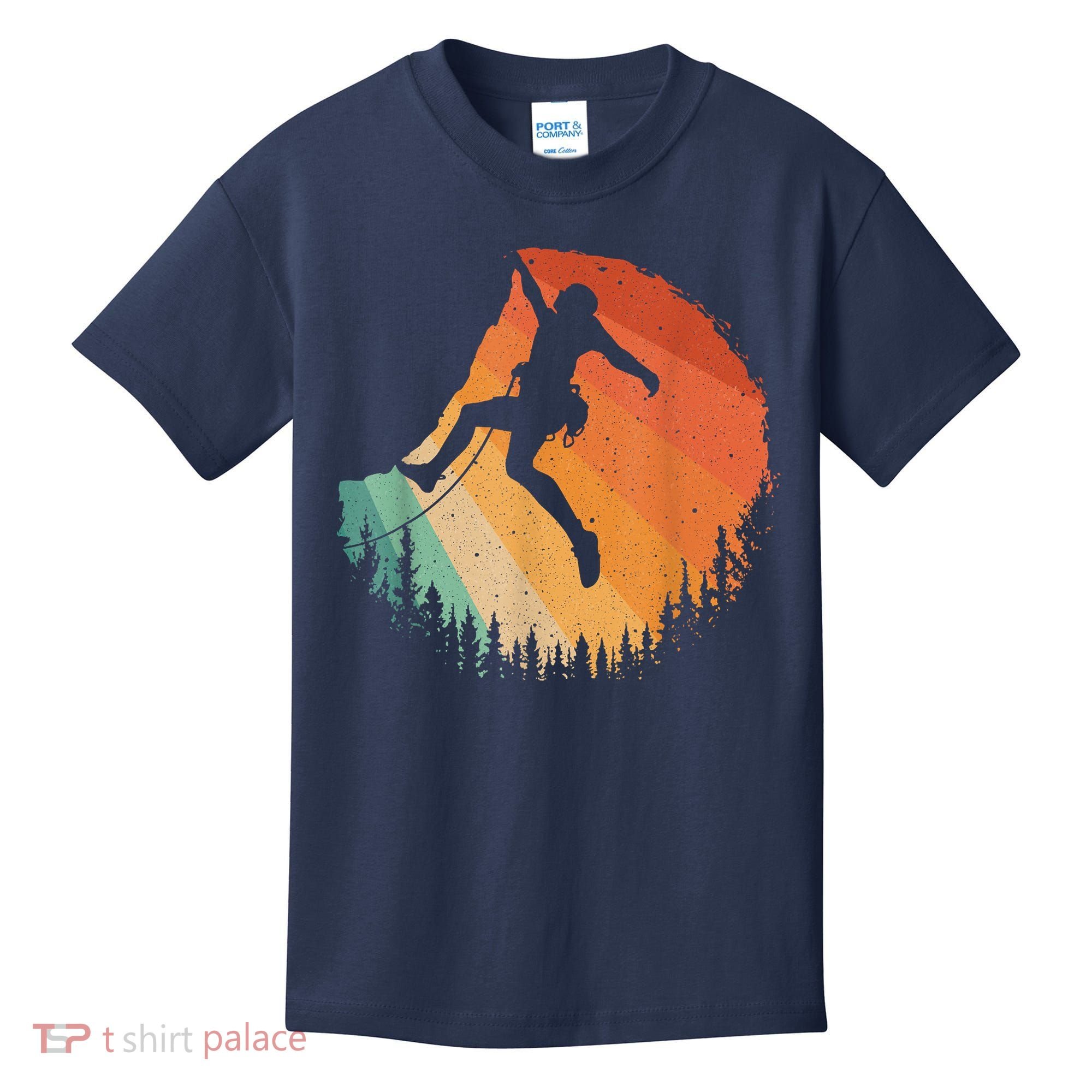 Rock Climbing Art Mountain Climber Bouldering Kids T-Shirt