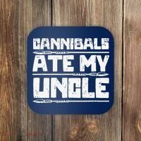 Retro Cannibals Ate My Uncle Joe Biden Satire Trump 2024 Coaster thumb 0