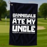 Retro Cannibals Ate My Uncle Joe Biden Satire Trump 2024 Golf Towel thumb 1