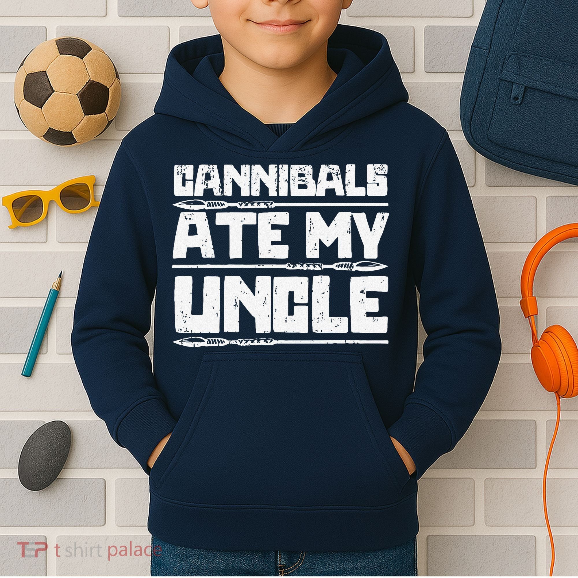 Retro Cannibals Ate My Uncle Joe Biden Satire Trump 2024 Kids Hoodie