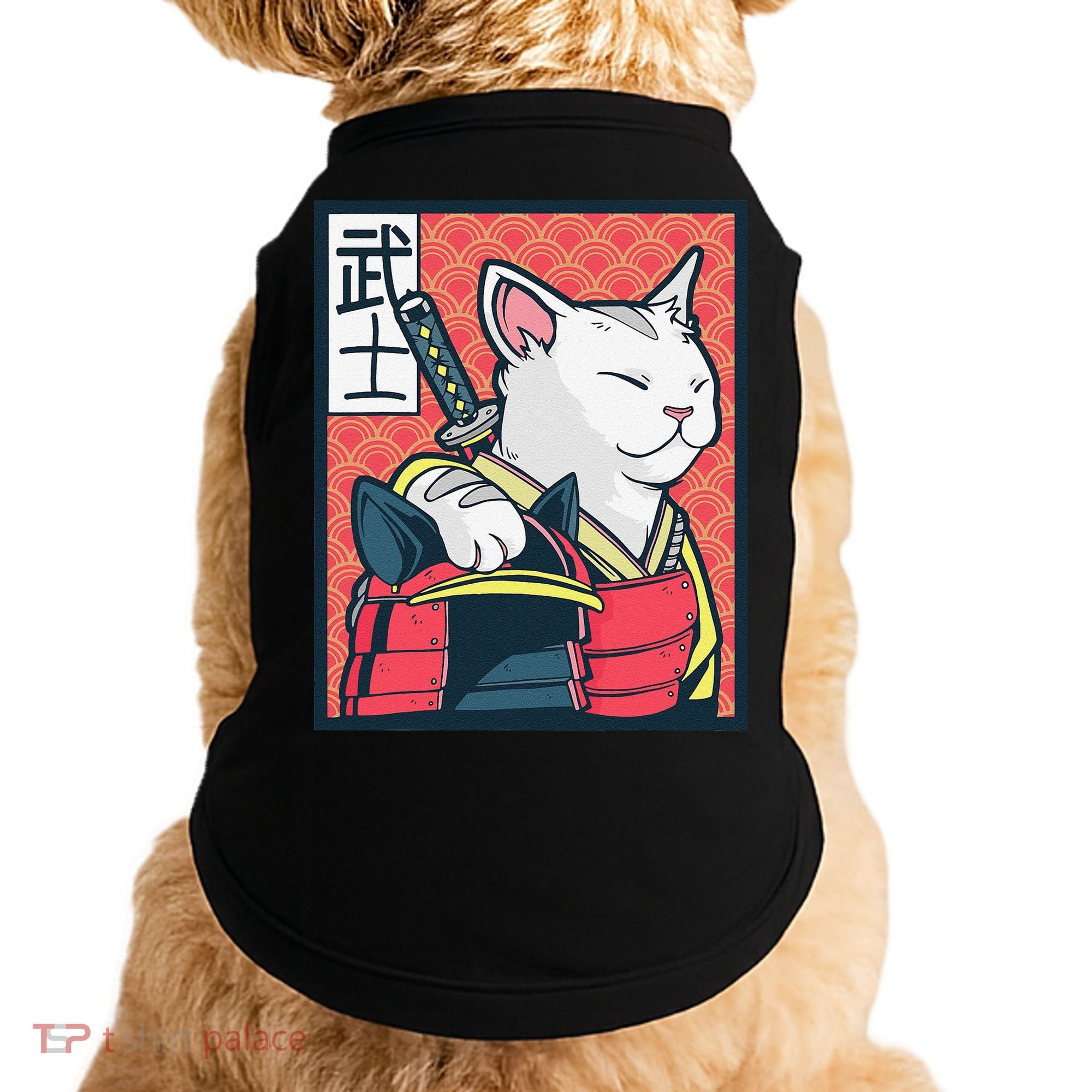 Retro Catzilla Ancient Japanese Cat Art - Anime Ninja Cat  Doggie Tank