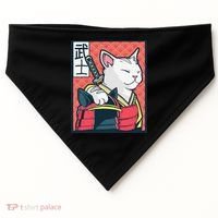 Retro Catzilla Ancient Japanese Cat Art - Anime Ninja Cat  USA-Made Doggie Bandana thumb 0