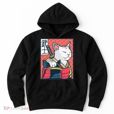 Retro Catzilla Ancient Japanese Cat Art - Anime Ninja Cat  Hoodie