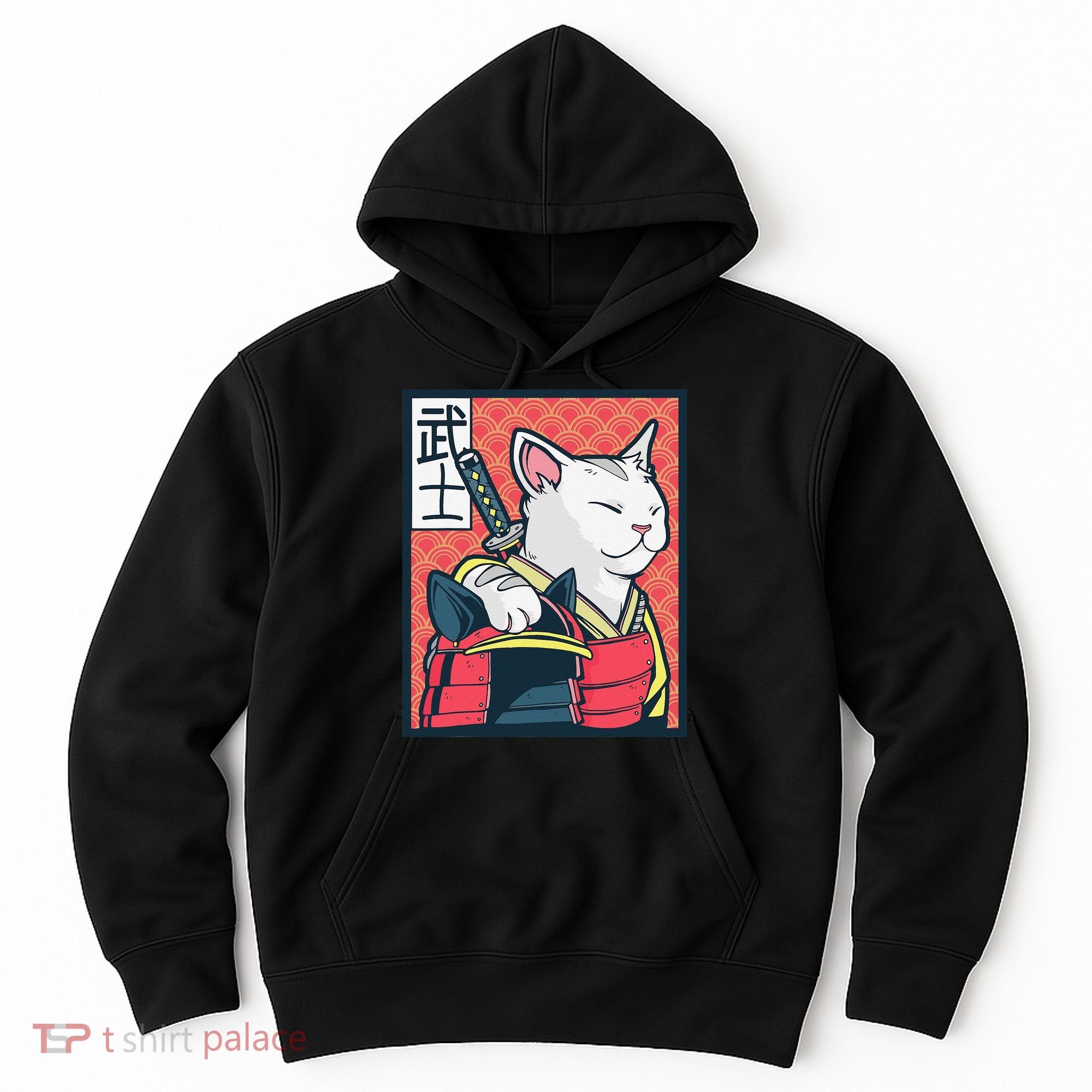 Retro Catzilla Ancient Japanese Cat Art - Anime Ninja Cat  Hoodie