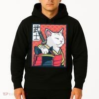 Retro Catzilla Ancient Japanese Cat Art - Anime Ninja Cat  Hoodie thumb 2