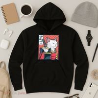 Retro Catzilla Ancient Japanese Cat Art - Anime Ninja Cat  Hoodie thumb 3