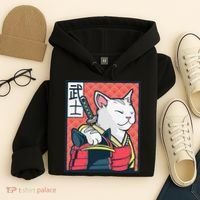Retro Catzilla Ancient Japanese Cat Art - Anime Ninja Cat  Hoodie thumb 4