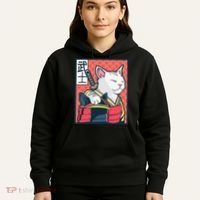 Retro Catzilla Ancient Japanese Cat Art - Anime Ninja Cat  Hoodie thumb 5
