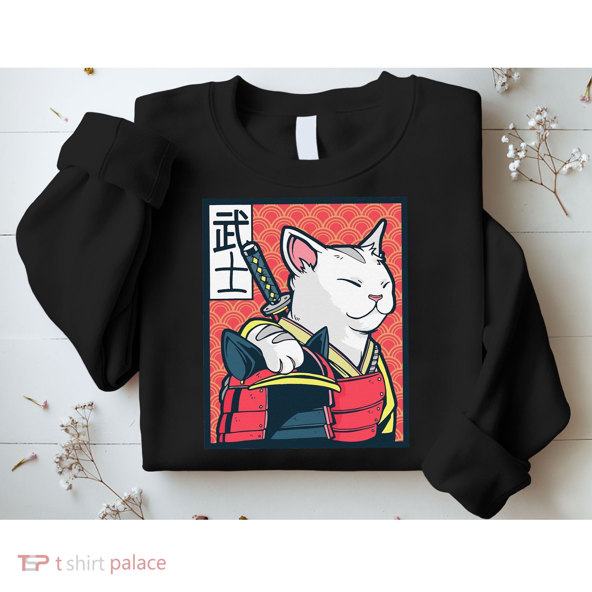 Retro Catzilla Ancient Japanese Cat Art - Anime Ninja Cat  Sweatshirt