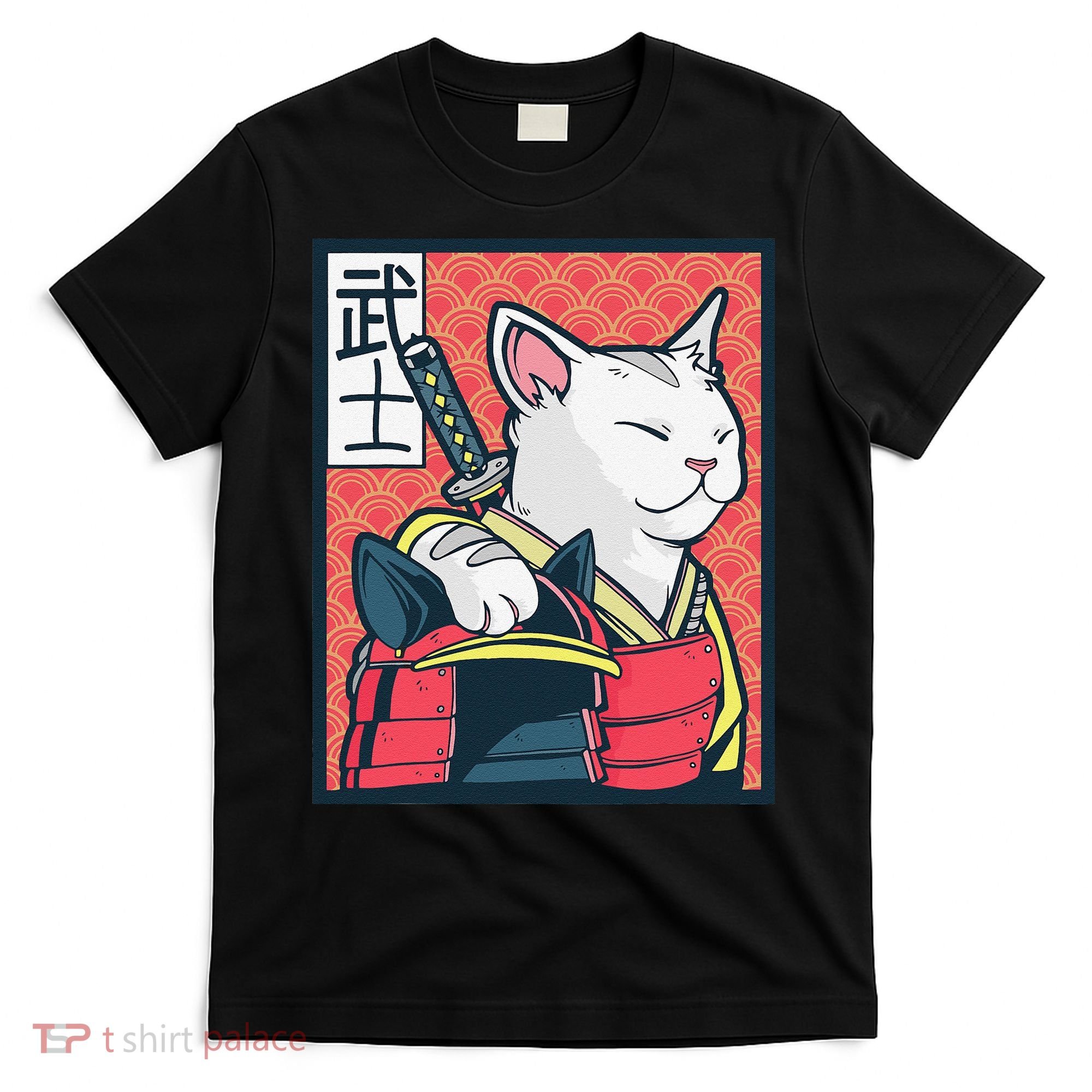 Retro Catzilla Ancient Japanese Cat Art - Anime Ninja Cat  T-Shirt