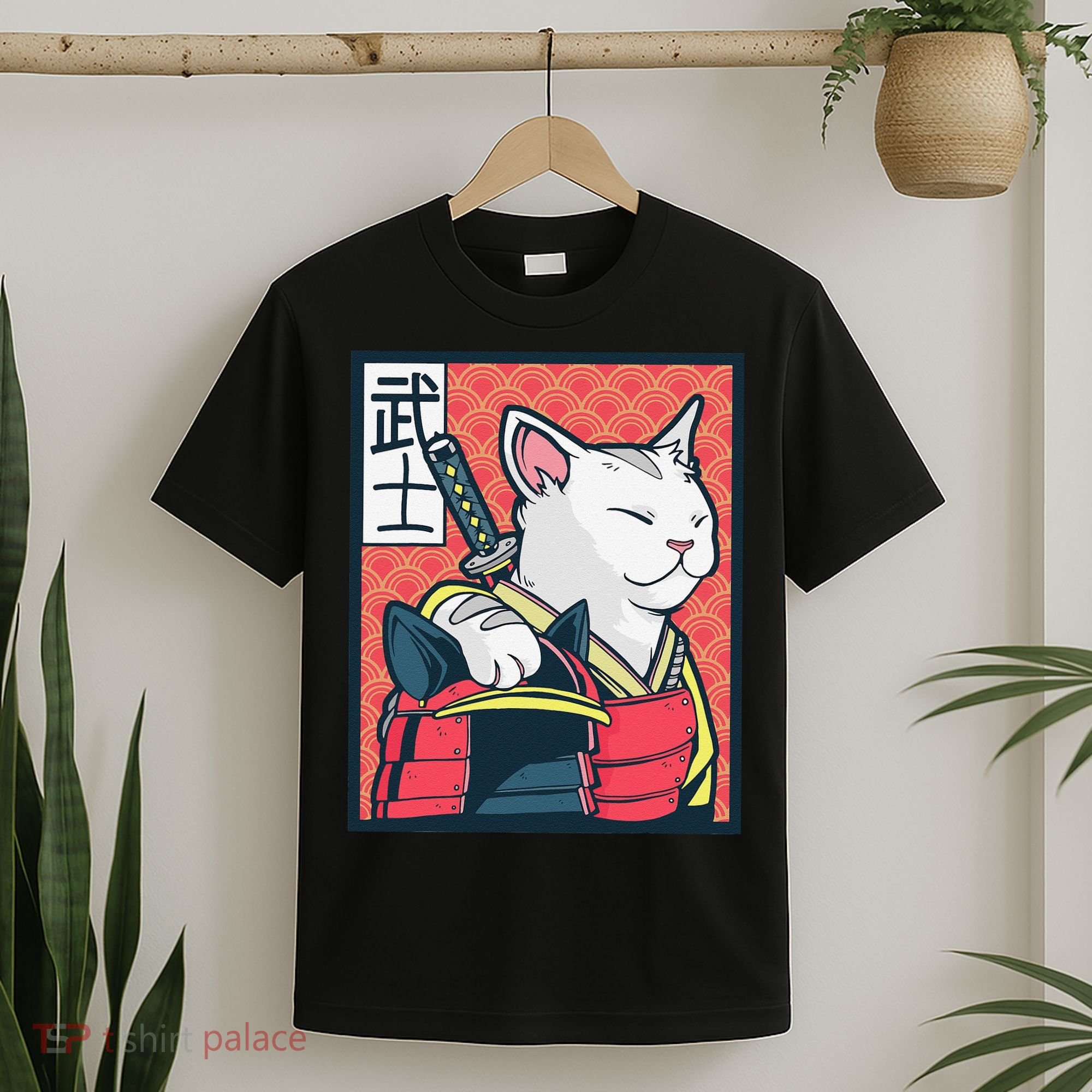 Retro Catzilla Ancient Japanese Cat Art - Anime Ninja Cat  T-Shirt