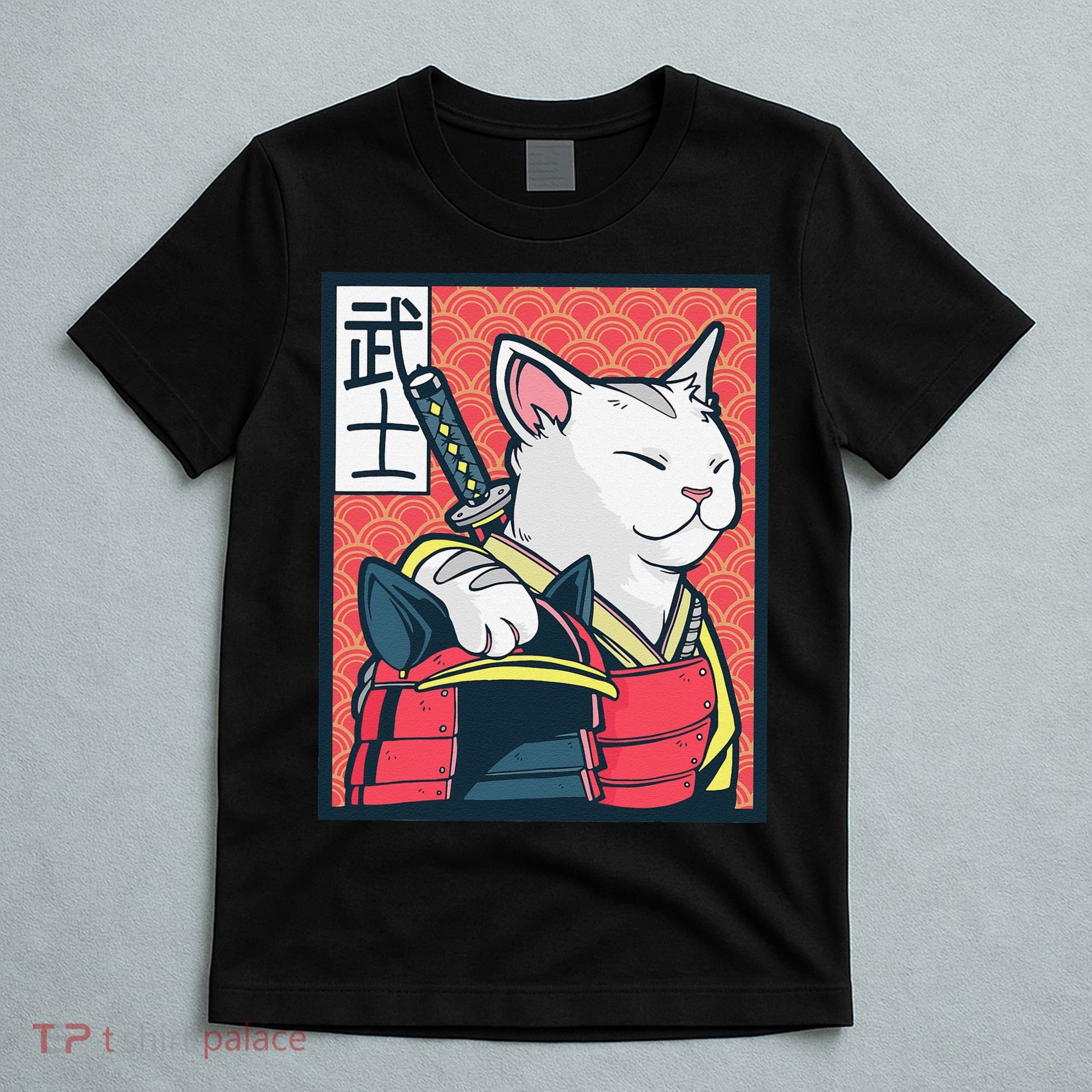 Retro Catzilla Ancient Japanese Cat Art - Anime Ninja Cat  T-Shirt