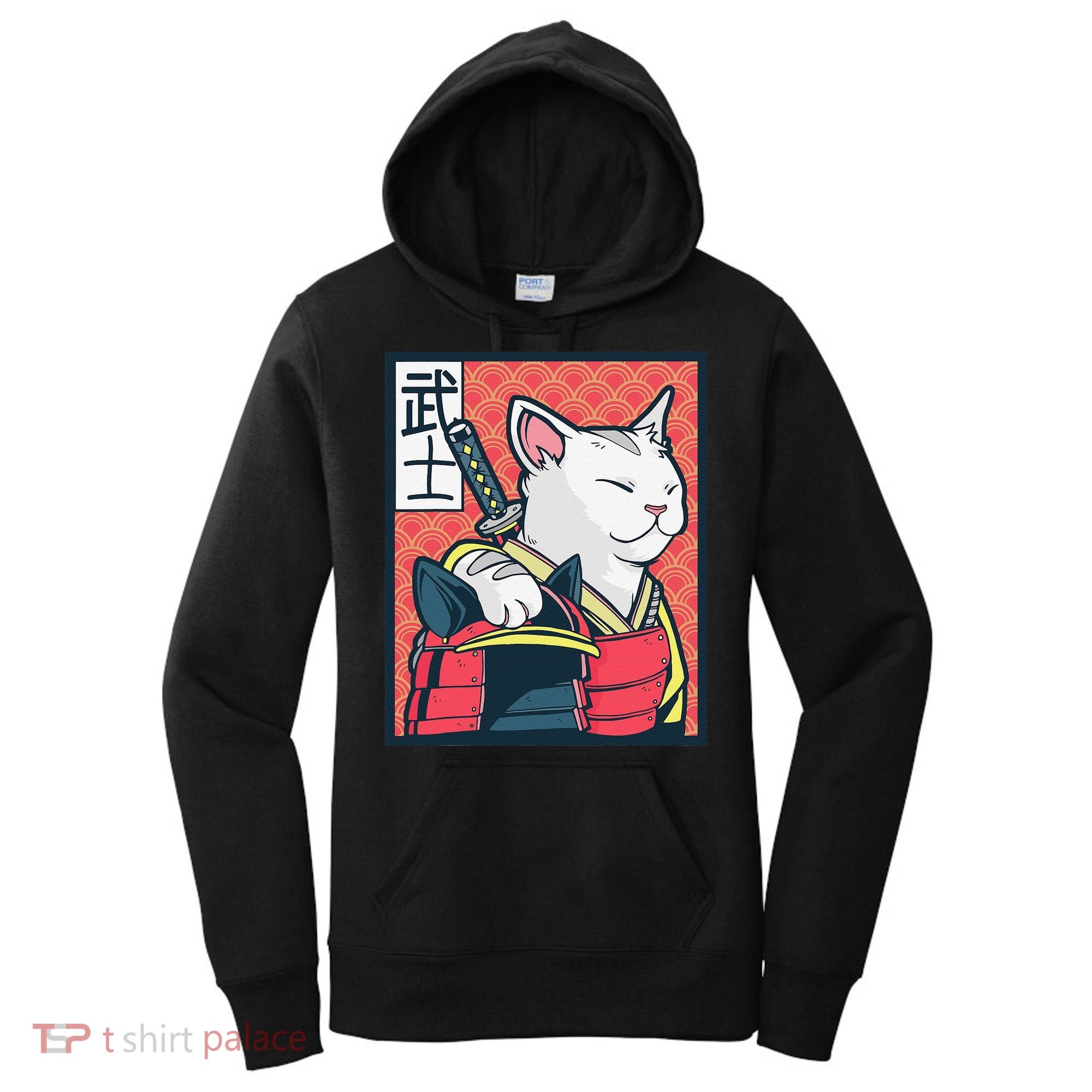 Retro Catzilla Ancient Japanese Cat Art - Anime Ninja Cat  Women's Hoodie