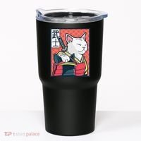 Retro Catzilla Ancient Japanese Cat Art - Anime Ninja Cat  Tumbler thumb 0