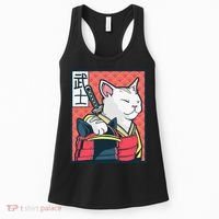 Retro Catzilla Ancient Japanese Cat Art - Anime Ninja Cat  Women's Tank Top thumb 0