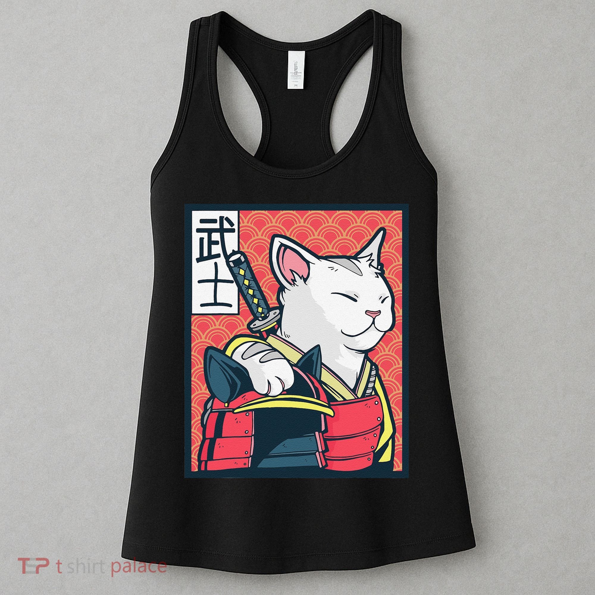 Retro Catzilla Ancient Japanese Cat Art - Anime Ninja Cat  Women's Tank Top
