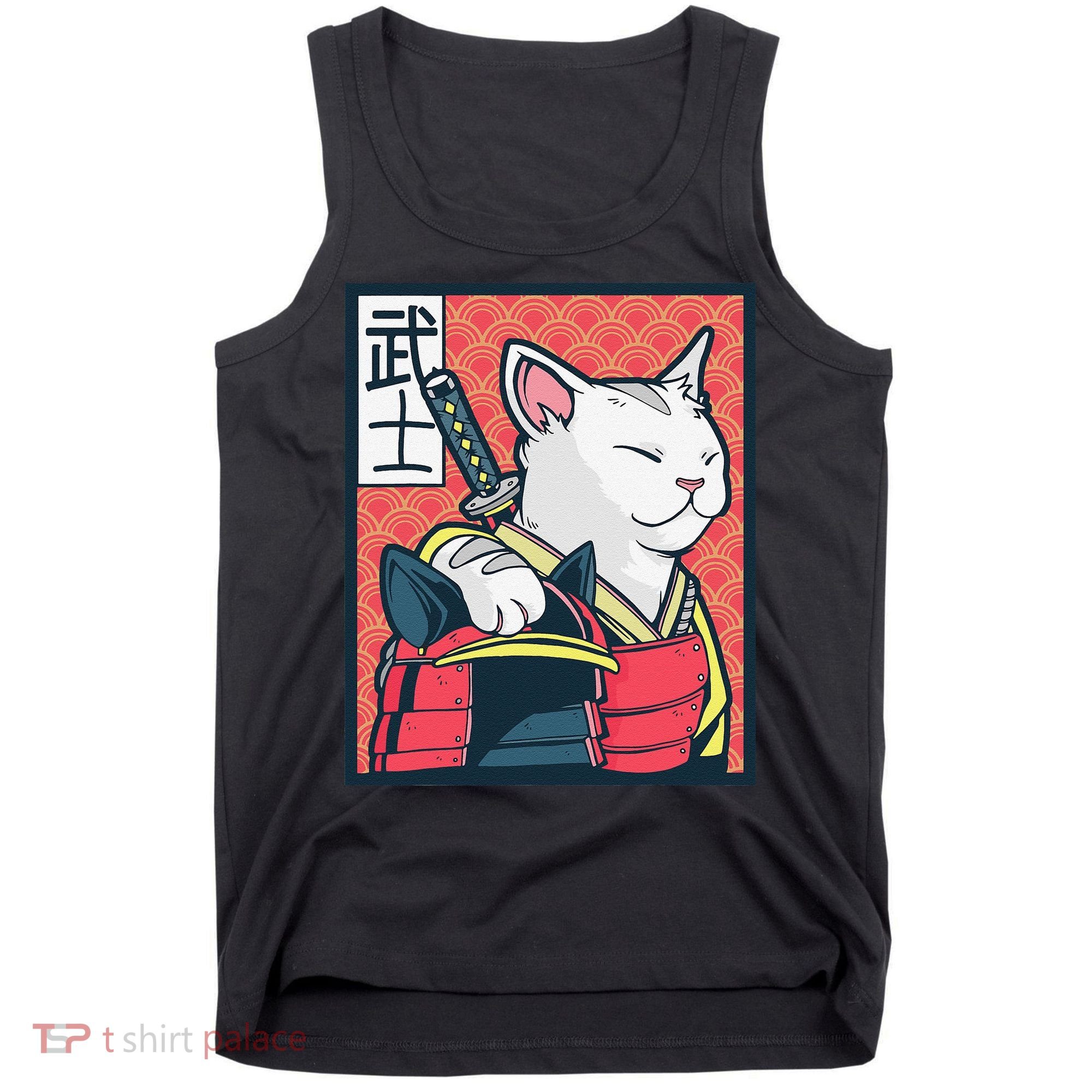 Retro Catzilla Ancient Japanese Cat Art - Anime Ninja Cat  Tank Top
