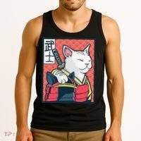 Retro Catzilla Ancient Japanese Cat Art - Anime Ninja Cat  Tank Top thumb 3