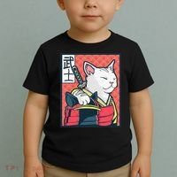 Retro Catzilla Ancient Japanese Cat Art - Anime Ninja Cat  Toddler T-Shirt thumb 2