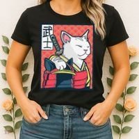Retro Catzilla Ancient Japanese Cat Art - Anime Ninja Cat  Women's T-Shirt thumb 2