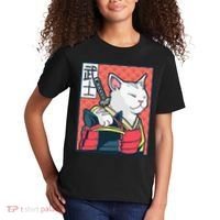 Retro Catzilla Ancient Japanese Cat Art - Anime Ninja Cat  Kids T-Shirt thumb 2