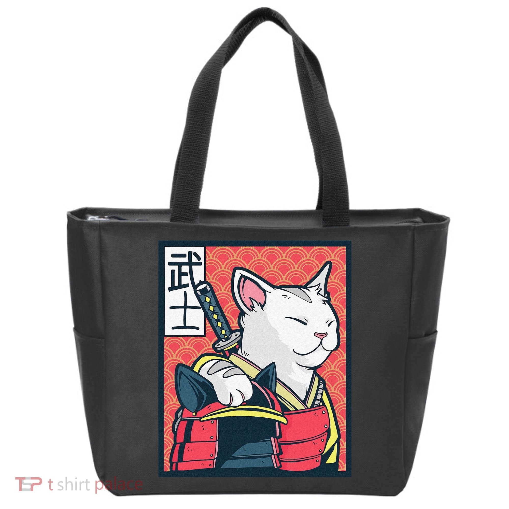 Retro Catzilla Ancient Japanese Cat Art - Anime Ninja Cat  Tote Bag