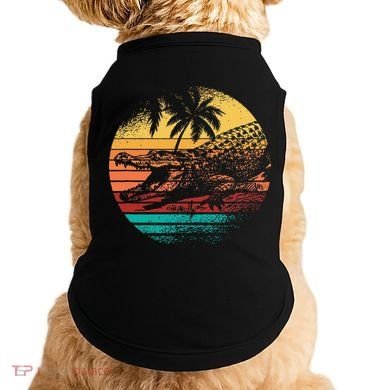 Retro Crocodile Alligator Vintage Gator Distressed Sunset Doggie Tank