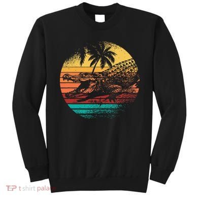 Retro Crocodile Alligator Vintage Gator Distressed Sunset Sweatshirt