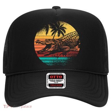 Retro Crocodile Alligator Vintage Gator Distressed Sunset Hat