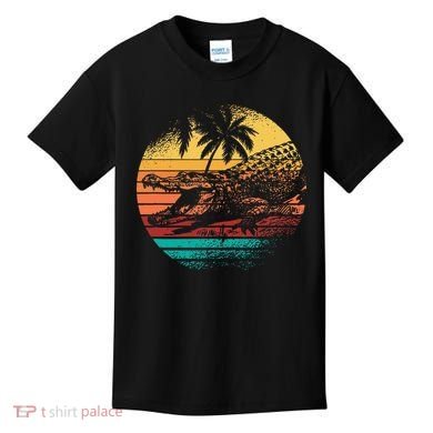 Retro Crocodile Alligator Vintage Gator Distressed Sunset Kids T-Shirt