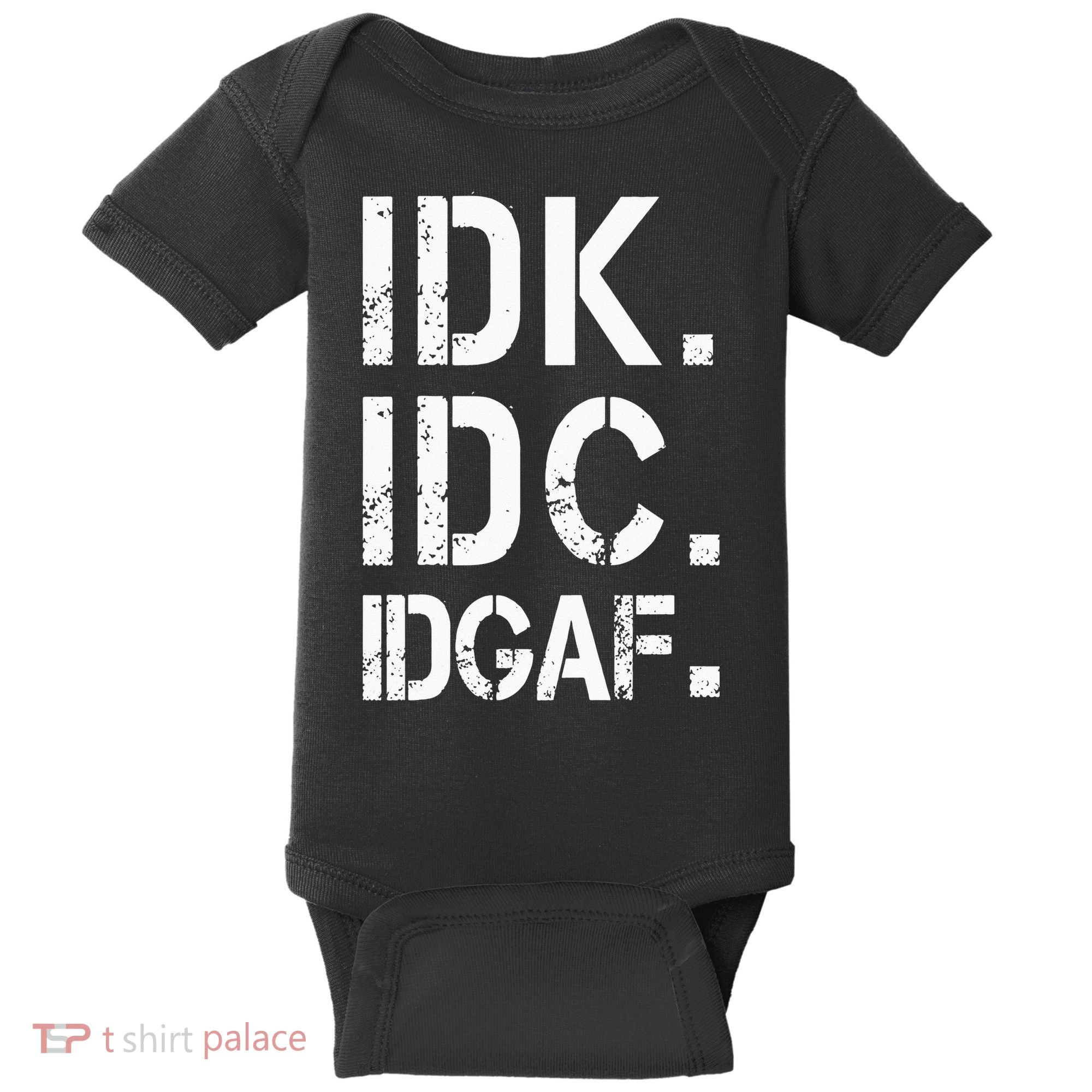 retro Crude and Tasteless IDK IDC IDGAF Baby Bodysuit
