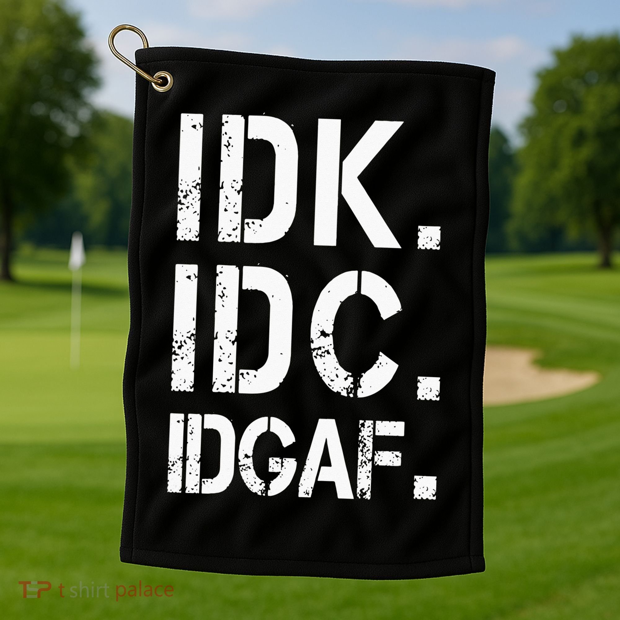 retro Crude and Tasteless IDK IDC IDGAF Golf Towel